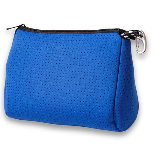 POPUPS Large Makeup Bag with Zipper, Royal Blue - Waterproof Neoprene Cosmetic Bag 7.7 x 10.75 x 5 inches - color: Basic Royal Blue