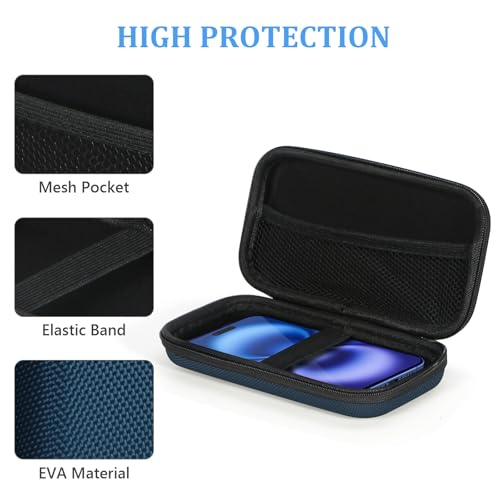Hard EVA Protective Case - GLCON Portable Storage Case for Charging Cable, Power Bank, Hard Drive, Cell Phone, External Battery - Small Travel Case Mesh Inner Pocket + Zipper Enclosure (Grey Blue) - color: Grey Blue