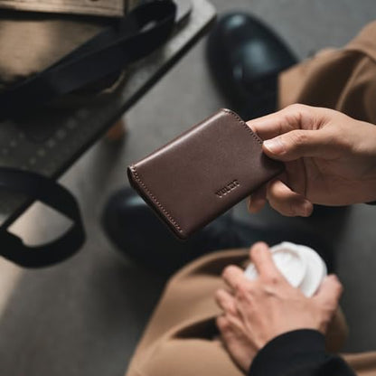 VULKIT Slim Minimalist Card Holder RFID Blocking Leather Credit Card Holder Front Pocket Wallet Magnetic Closure - color: Espresso