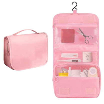 Set Patient Travel Makeup Bag for Ostomy and Colostomy Supplies, Set Patient Cosmetic Bag with Hanging Setup and Stylish Covers for Women (Pink) - color: Pink