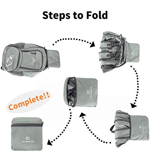 FENGDONG 35L Lightweight Foldable Waterproof Packable Travel Small Hiking Backpack Daypack for men women - color: A4-grey-upgrade
