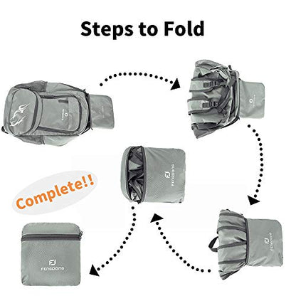 FENGDONG 35L Lightweight Foldable Waterproof Packable Travel Small Hiking Backpack Daypack for men women - color: A4-grey-upgrade
