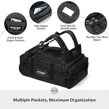 STOVER 45L Carry-On U-Zip Rolling Duffel Bag with Wheels, Medium Durable Travel Duffle w/Toiletry Bag, Heavy-Duty, Packable, Foldable w/Shoulder Straps- Use as Luggage or Backpack, Men/Women (Black) - color: U-Zip Black