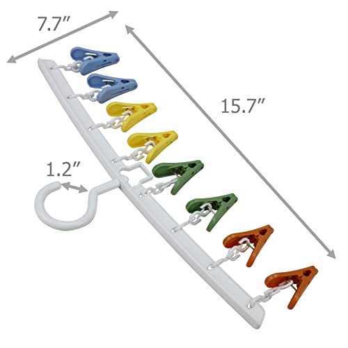 EIKS 2 Pack Hanger Drying Rack with 8 Clips for Drying Socks, Bras, Towel, Underwear, Scarf, Hat, Apply for Home Outdoor Travel Portable