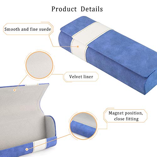 LifeArt Eyeglass Case Hard Shell, Portable Sunglass Case, Fashionable PU Leather Eyeglass Case, Lightweight - color: B_641_blue