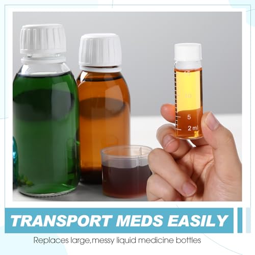 Baderke 4 Pcs Liquid Medicine Travel Container Scale Glass Liquid Containers Small Single Dose Medicine Bottles Dispenser and Leak-proof Plug Travel Essentials Accessories(Clear,15ml) - color: Clear, size: 15ml