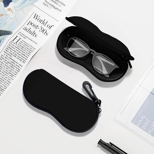Sunglasses Soft Case, Ultra Light Portable Neoprene Zipper Glasses Case for Men Women - color: Black