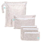 Bumkins - Waterproof Wet Bag, Wet/Dry Clutch & Clear Travel Bags - For Beach, Baby, Travel, Cloth Diapers, Pump Parts, Pool, Gym, Toiletries - Reusable & Easy to Clean - Boho Beige - 5 Pack - color: A1 Boho Beige 5pc