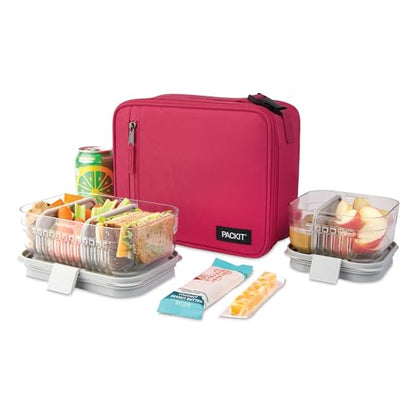 PackIt(R) Freezable Classic Lunch Box, Magenta, Built with EcoFreeze(R) Technology, Collapsible, Reusable, Zip Closure With Zip Front Pocket and Buckle Handle, Designed for Fresh Lunch On the Go - color: Magenta