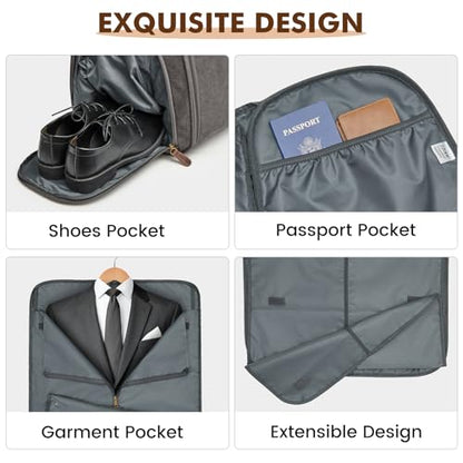 S-ZONE Garment Bags for Travel Convertible Garment Duffle Bags for Travel Suit Carry on Luggage for Men Hanging Suitcase - color: Grey