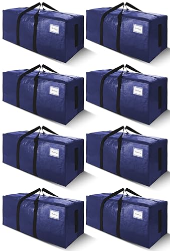 SWEET DOLPHIN 8 Pack 200LB Heavy-Duty Moving Bags with Wrap-Around Handles, Extra Large Storage Totes for Space Saving, Clothes Storage Bags, College Dorm Essentials, Blue, 24 Gal - color: Blue, size: 8 Pack - 24 Gal
