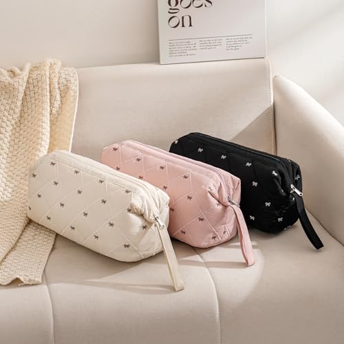RSRSLEII Large Quilted Hair Tools Travel Bag with Bow Pattern,Waterproof Hair Styling Accessories Storage Case for Shark FlexStyle, Dyson Airwrap Hair Dryer, Curling Iron, Revlon Hair Tools(Beige) - color: 03Beige