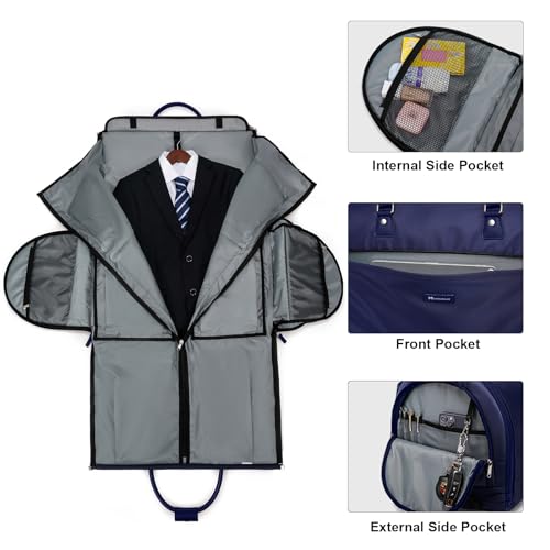 Modoker Rolling Garment Bags, 25in Large Garment Duffle Bag with Wheels, 3 in 1 Garment Suit Luggage Bag, Not Standard Carry-On Size for Women Men Business Travel Weekender, Blue - color: 25in-Blue