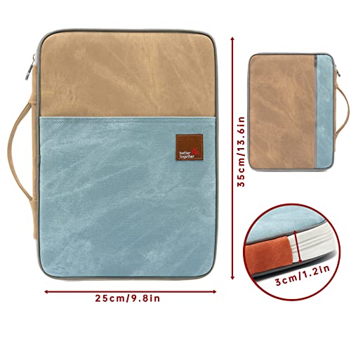 Document A4 Bag Case Waterproof Organizer Portfolio Office Travel Zipper Multi-Function Pouch - color: Blue Khaki