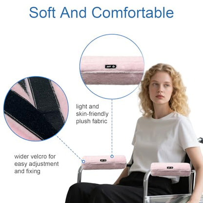 SPRING SEAON Wheelchair Armrest Covers 2 Pack Soft Memory Foam Wheelchair armrest Pads Wicking Washable for Office Transport Chair (Pink) - color: Pink