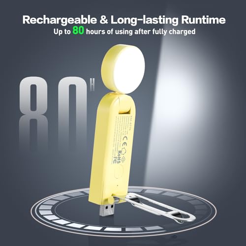 VAVOFO USB Rechargeable Book Light, Blue Light Blocking, Amber Clip-On Bookmark Shaped Reading Light with 6 LEDs and 9 Modes for Bedtime Reading - color: Yellow