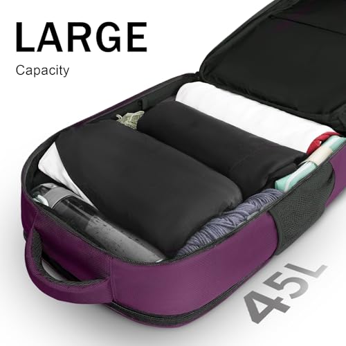 MATEIN Large 45L Travel Backpack for Women, Airline Approved Carry on Backpack with Shoe Compartment, Water Resistant Luggage College Overnight Weekender Travel Bag Fit 18" Laptop, Purple - color: Purple, size: XX-Large
