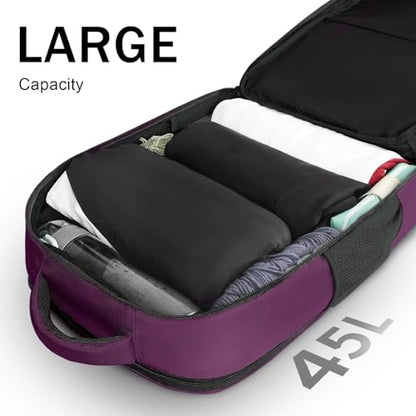 MATEIN Large 45L Travel Backpack for Women, Airline Approved Carry on Backpack with Shoe Compartment, Water Resistant Luggage College Overnight Weekender Travel Bag Fit 18" Laptop, Purple - color: Purple, size: XX-Large