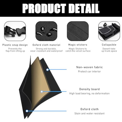 Yourkar Car Trunk Organizer, Oxford Backseat Storage Bag with 4 Pockets, Waterproof Adjustable Large Capacity Hanging Collapsible Bag for Most Vehicles, Universal Car Accessories