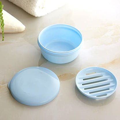 Philbinden Travel Soap Container, 2 Pack Round Plastic Soap Holder with Leak-Proof Lid Keep Bar Shampoo and Bar Conditioner Dry Travel Soap Case for Business Trip Bathroom Gym Shower (Blue+Yellow) - color: Blue+yellow