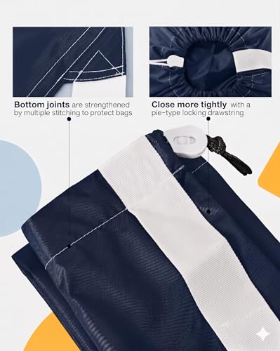 HOMEST 2 Pack XL Wash Me Travel Laundry Bag with Strap, Dirty Garments Organizer, Large Enough to Hold 4 Loads of Clothes, Easy Fit a Hamper or Clothing Basket, Sky Blue and Blue - color: (Ⅲ- With strap )Blue& Sky Blue