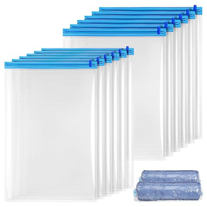 12 Pcs Travel Compression Bags Roll up Vacuum Seal Storage Bags for Clothing Space Saver Portable Packing Organizer Set 6 Pcs 35x50cm 40x50cm