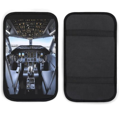 Airplane Cockpit Car Center Console Cover Pad,Airplane Cockpit Printed Universal Armrest Cover Pads Waterproof Vehicle Armrest Protector for Most Cars,Trucks and SUV