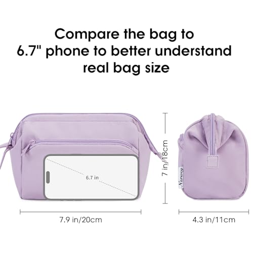 Narwey Makeup Bag Women Wide-open Make up Bag Travel Cosmetic Bag Organizer Toiletry Bag for Cosmetics Toiletries Accessories (Purple) - color: Purple