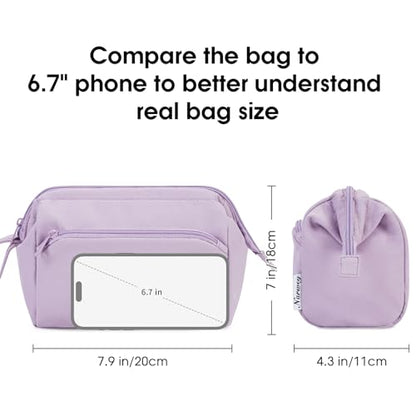 Narwey Makeup Bag Women Wide-open Make up Bag Travel Cosmetic Bag Organizer Toiletry Bag for Cosmetics Toiletries Accessories (Purple) - color: Purple