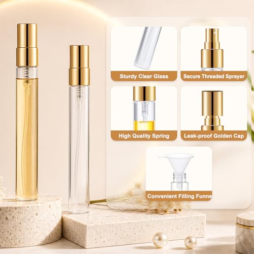 Mini Glass Spray Bottle 20pcs 10ml Clear Spray Bottle Empty, Fine Mist Refillable Mini Perfume Spray Bottle, Perfume Atomizer, Travel Spray Bottle For Hair, Small Empty Sample Containers Portable - size: Spray Bottle10ml-20P