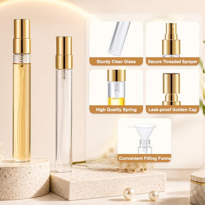Mini Glass Spray Bottle 20pcs 10ml Clear Spray Bottle Empty, Fine Mist Refillable Mini Perfume Spray Bottle, Perfume Atomizer, Travel Spray Bottle For Hair, Small Empty Sample Containers Portable - size: Spray Bottle10ml-20P