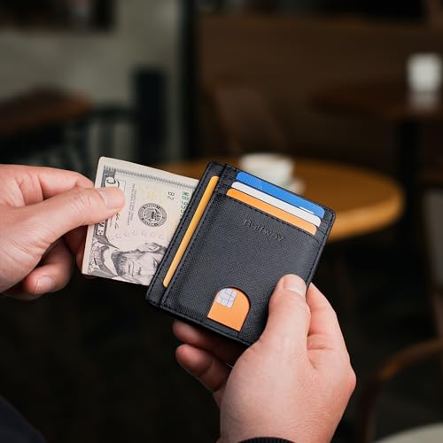 Buffway Slim Minimalist Front Pocket RFID Blocking Leather Wallets for Men and Women - Cross Black - color: Cross Black