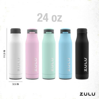 ZULU Ace 24oz Stainless Steel Water Bottle with Chug Spout and Removable Base | Vacuum Insulated Reusable Bottle with Leak Proof Lid for School, Gym, and Travel, Bike Cage Compatible, Gift Ready, Pink - color: Pink Cashmere