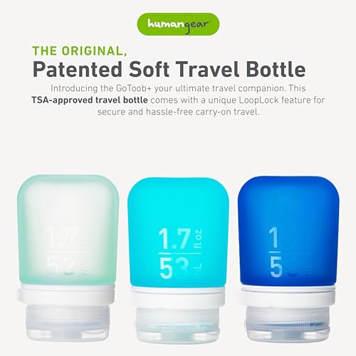 humangear GoToob+ Bottles - Silicone Leak-Proof Travel Tubes for Toiletries, Camping & TSA Carry-On (3-Pack), Small (1.7 fl oz; 53ml), Mint/Aqua/Teal - color: Mint/Aqua/Teal, size: 1.7 Ounces