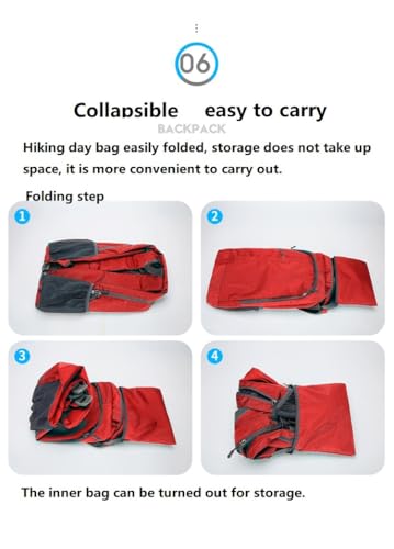 Ultra Lightweight-Packable-Hiking-Backpack Foldable Travel Camping Daypack Casual Outdoor Water-resistant 25L Bags (Red) - color: Red