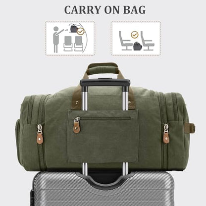 Gonex Canvas Duffle Bag 60L Travel Duffel Overnight Weekend Bag with Shoe Compartment (Army Green) - color: Army Green, size: X-Large-60L (With Shoe Compartment)