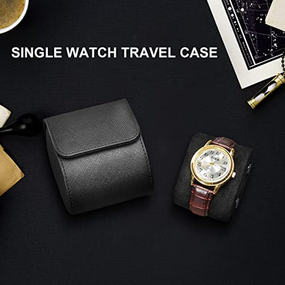 ROSELLE Watch Case for Men and Women with Suede Lining - Watch Roll Travel Case - Storage Organizer and Display(Black Cross-1 Slot) - color: Black-1