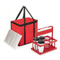 Reusable 6 Cup Drink Carrier with Handle and Insulated Food Delivery Bag, Portable Plastic Cup Caddy, 26L Grocery Cooler Box for Car Delivery, Travel, Picnic - color: Red