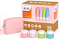 23-Piece All-in-One Silicone Travel Bottles Set – TSA Approved Leakproof Toiletry Kit with Double Bags, Flat Easy-Squeeze Bottles with Tactile Icons, Cream Jars, Pump & Spray, Cleaning Brush - color: 23B-Pink, size: 23