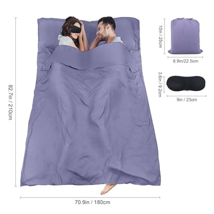 Sleeping Bag Liner,Travel Sheet & Adult Sleep Sack, Camping Sheets Travel Sleep Sack for Backpacking,Hotels & Hostels -Lightweight Single &Double Travel Sheet Camping Sheets - color: Double Lavender
