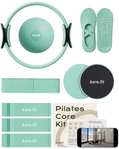 Pilates Kit for Women – Home Pilates Equipment Set with Ring, Ball & Resistance Bands | Pilates Starter Kit with Accessories in Gift Box - color: Sage, style: Core Kit - 10PC
