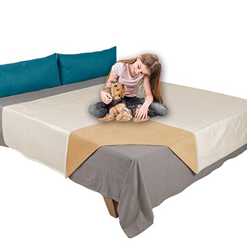 Ameritex Pet Bed Blanket Reversible 100% Waterproof Velvet Super Soft for Sofa and Bed (40x60 Inches, Cream+Sand) - color: Cream+sand, size: 40x60 Inches