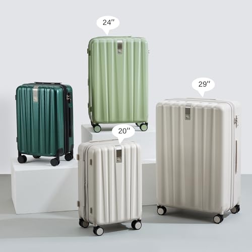 Hanke Expandable Hard Shell Luggage Sets 2 piece Carry on Luggage with Wheels Suitcases Lightweight Checked Travel Luggage Rolling Large Suitcase Travel Luggage Bag Woman Men 20/29 Inch(Bamboo Green) - color: Bamboo Green, size: Expandable 2 piece Set（20/