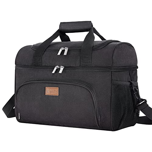 Lifewit Insulated Cooler Bag, Large Leakproof Beach Cooler, Lightweight Portable Double Layer Soft-Sided Travel Ice Chest for Camping, Kayaking, Road Trips, Grocery Shopping - color: Black, size: 32-can