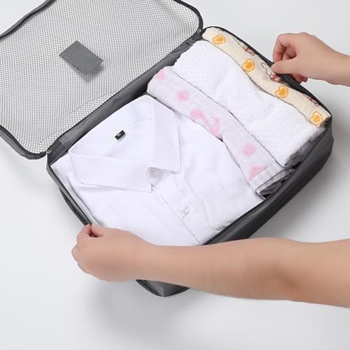 6 Set Packing Cubes with Laundry Pouch - Travel Luggage Organizer Bags for Luggage, Carry-On Suitcase Clothes Compression (Green)