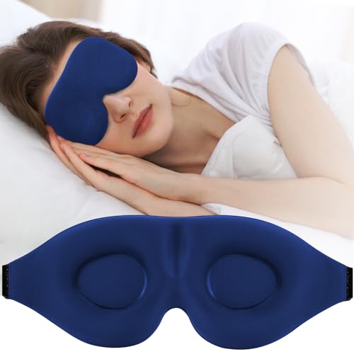 ZGGCD Sleep Mask for Side Sleeper, Light Blocking Sleeping Eye Mask for Women Men, 3D Contoured Cup Night Blindfold, Luxury Eye Cover Eyeshade with Adjustable Strap for Travel, Nap, Blue - color: Blue
