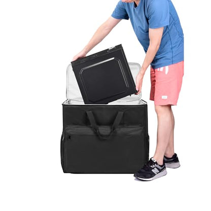 BUBM Desktop Computer Carrying Case, Padded Nylon Carry Tote Bag for Transporting Computer Tower PC Chassis, Keyboard, Cable and Mouse - color: Black-Wheels 27 INCH
