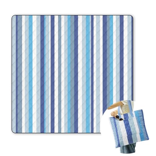 2 in 1 Tote Picnic Blanket Waterproof Outdoor Camping Mat,Large Capacity Beach Blanket 80''x80'' 7 Layers Easy to Foldable and Carry. - color: Blue