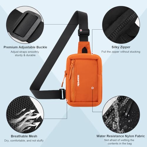 Small Sling Bag for Women Men Chest Bag Water Resistance Mini Crossbody Bag Adjustable Strap Lightweight Shoulder Bag - color: 03-orange