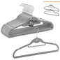Velvet Stackable Hangers 30 Pack, STOPKLAS Grey Clothes Hangers Non Slip Felt Hanger with 360° Swivel Hook, Thin Hangers Space Saving, Heavy Duty Closet Hanger for Clothes, Coats, Suits, Dress, Pants - color: Gray